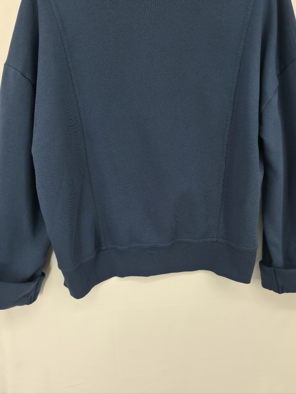 Pilcro Johnny Collar Pullover Navy Oversized Sweatshirt Anthropologie Size Large - Picture 9 of 12